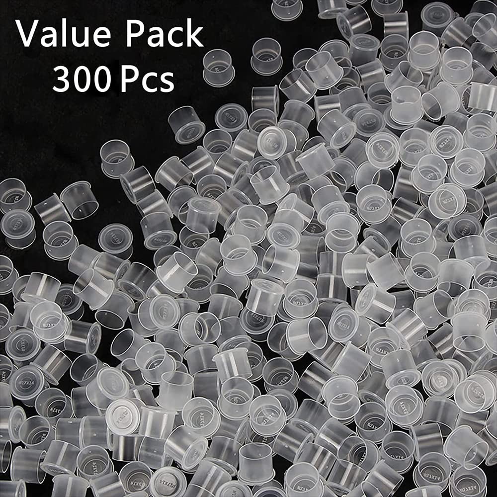 300pcs Ink Caps with Base Tattoo Cups White