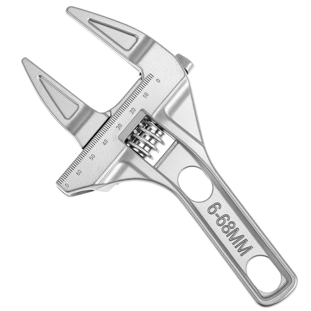 QWORK Adjustable Wrench, 0.24"-2.68" Large Opening Bathroom Spanner, Silver