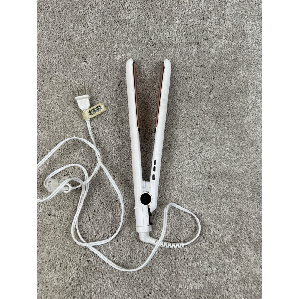 Conair CS221N 1" Double Ceramic Flat Iron Hair Straightener White Styling Tool