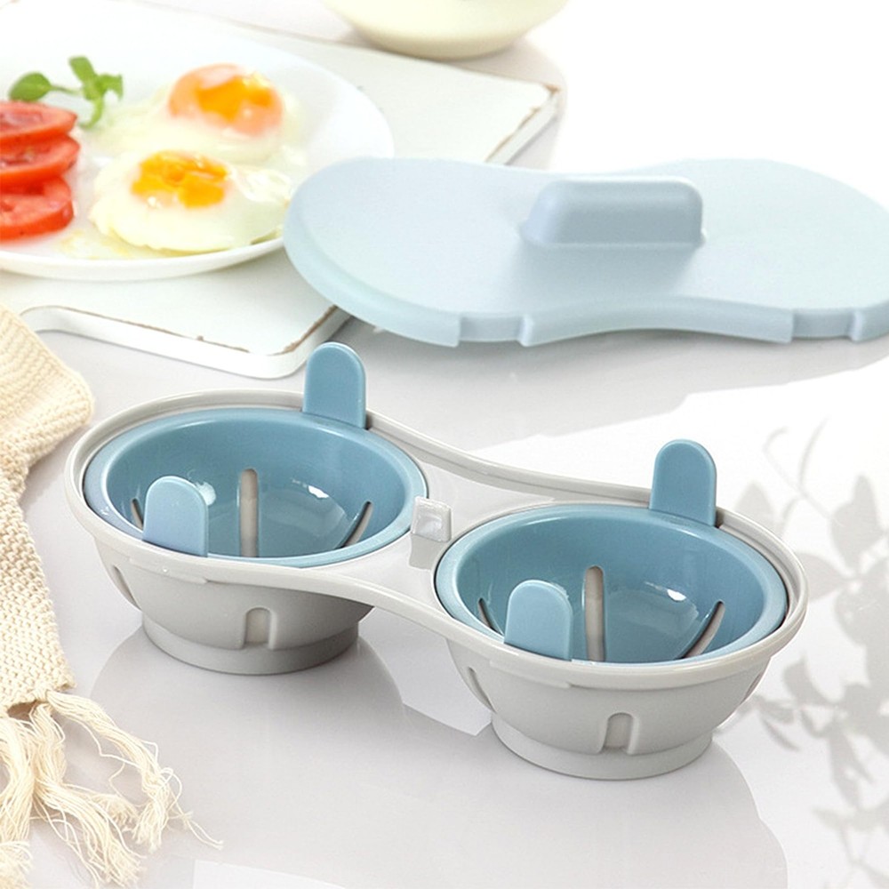 2 Cavity Microwave Egg Cooker, Breakfast Double Row Egg Cooker, Poached Egg C
