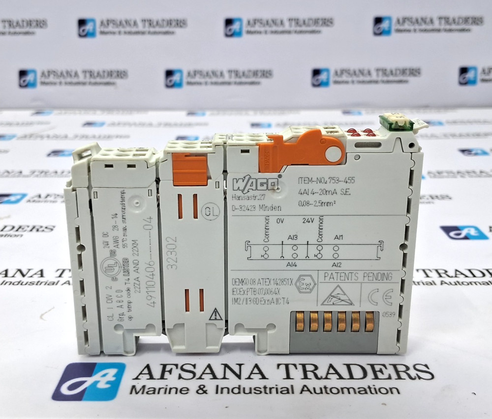 WAGO 753-455 4-CHANNEL ANALOG INPUT MODULE 20MA