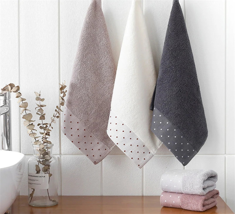 3Pcs 34x34cm Cotton Absorbent Dot Striped Solid Color Soft Square Face Towels