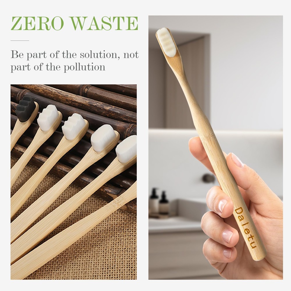 Daletu Extra Soft Bamboo Toothbrushes for Sensitive Gums, 20000 Extra Soft Br...