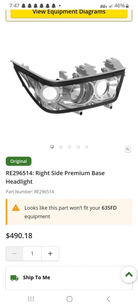 Re296514 John Deere Headlight Assembly Right Side