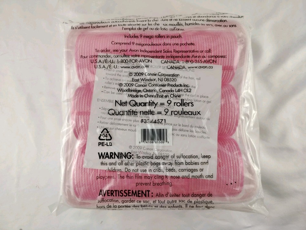 2009 Conair 9Pc Mega Self Grip Rollers Pink With Storage Case NOS