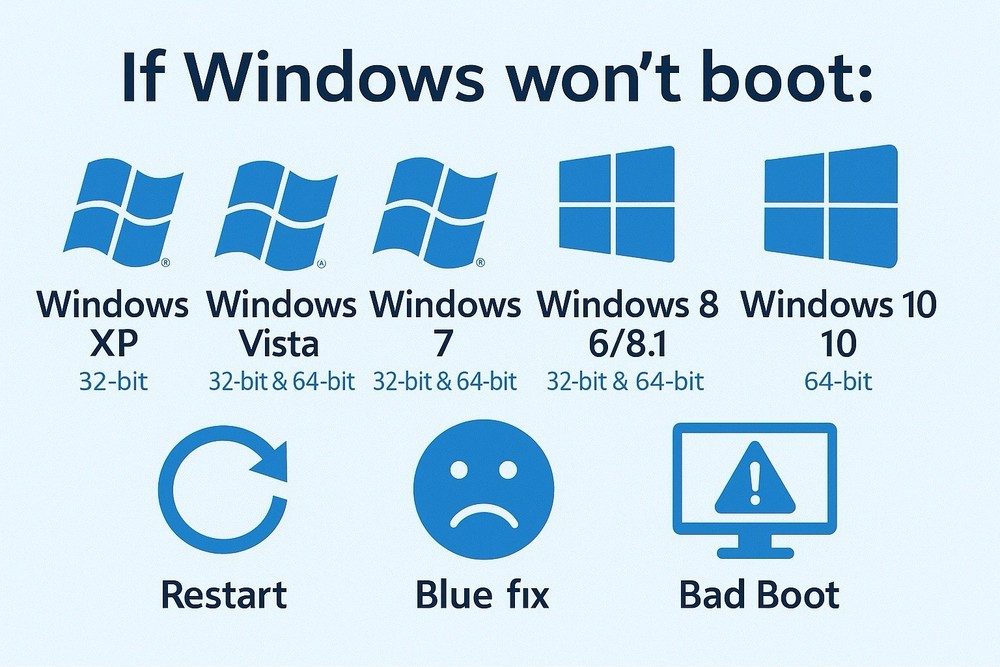 Windows Emergency Boot USB Repair Drive 32/64 Bit – Fix Startup & Boot Errors