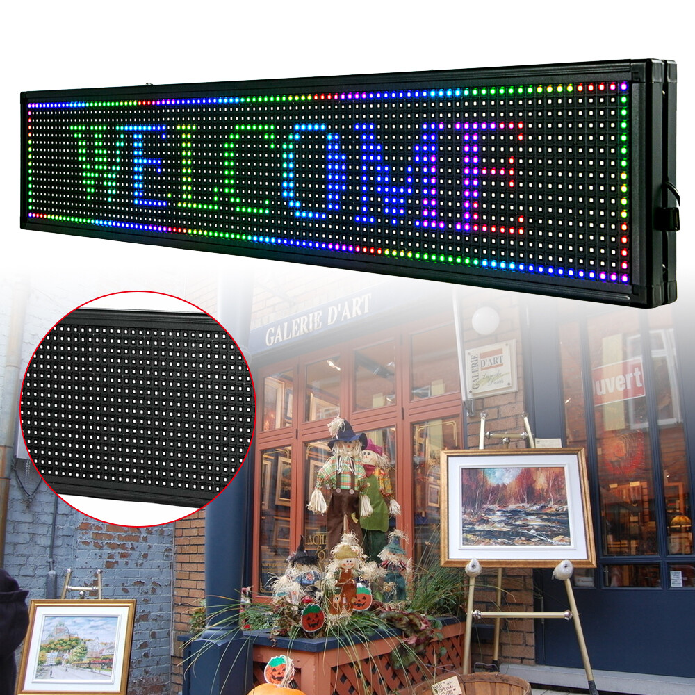 LED Sign 40" X 8" Scrolling Message Display Board 7 Color Programmable