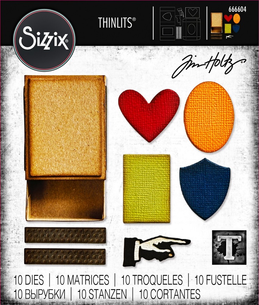 New Retired Sizzix Thinlits 10pc Matchbox #666604 Retail $20.99 Tim Holtz Vault