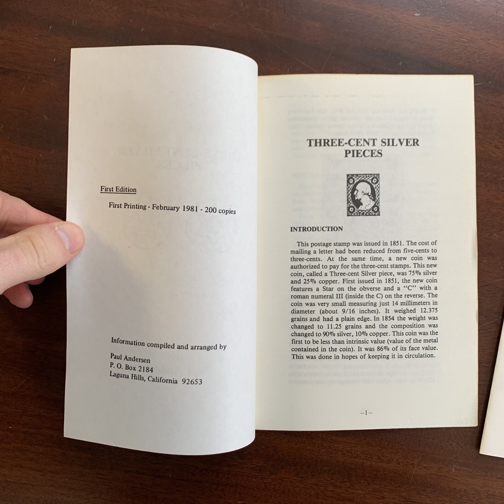 3x Pamphlets Three-Cent Silver Pieces / Nickel / Shield Nickels by Paul Andersen