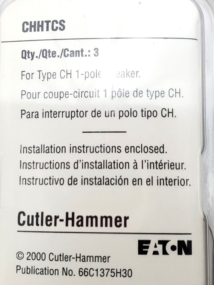 Cutler Hammer CHHTCS Pack of 3 Handle Ties for Type CH One Pole Breakers