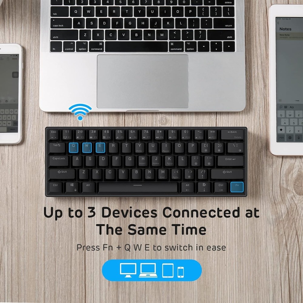Compact Bluetooth Mechanical Keyboard - 61 Keys, Hot-Swappable Red Switch, Black