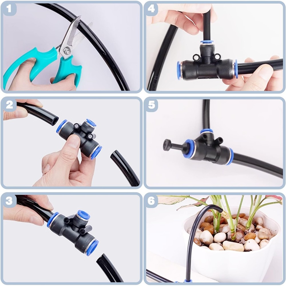 49.21Ft Drip Irrigation Kit Automatic Drip Irrigation System, 360° Bendable G...