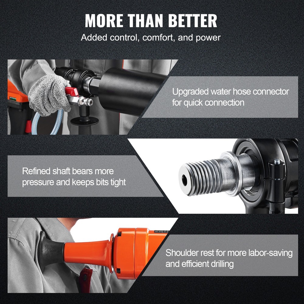 Diamond Core Drilling Machine, 4in Handheld Wet Concrete Core Drill Rig