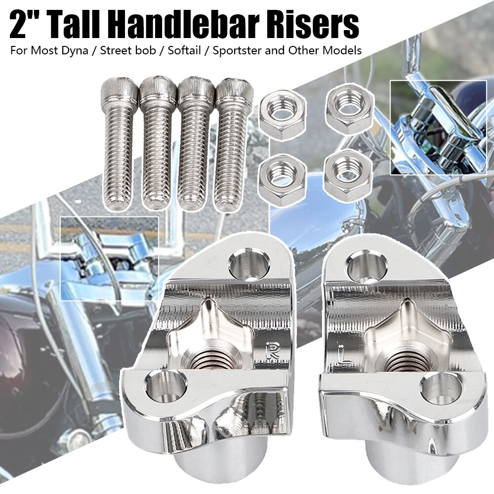 Chrome 2" Tall Handlebar Risers Bottom For Harley Dyna Heritage Softail FLSTC