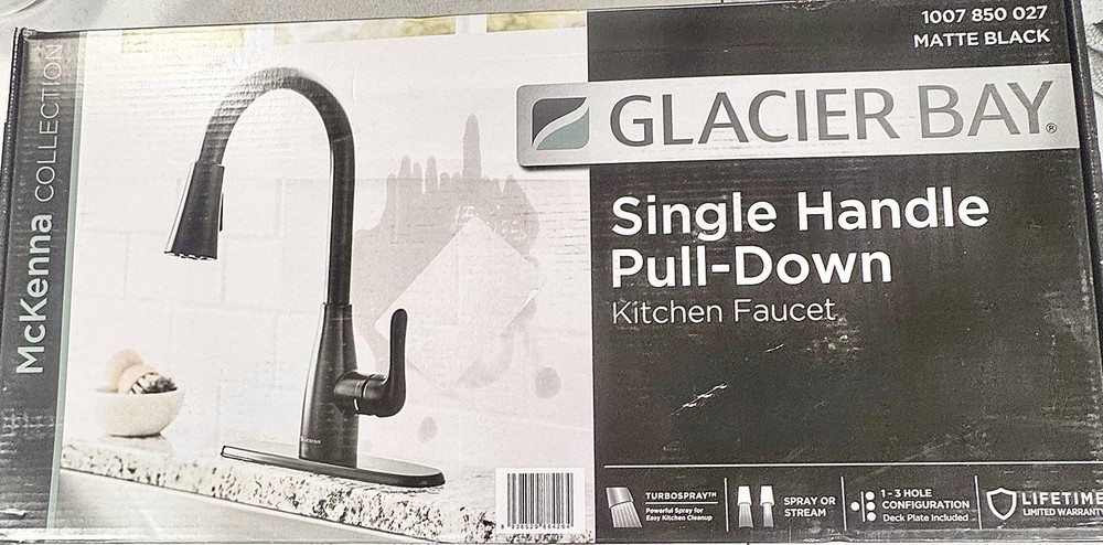 Glacier Bay McKenna Single Handle Pull-Down Sprayer Kitchen Faucet Matte Black