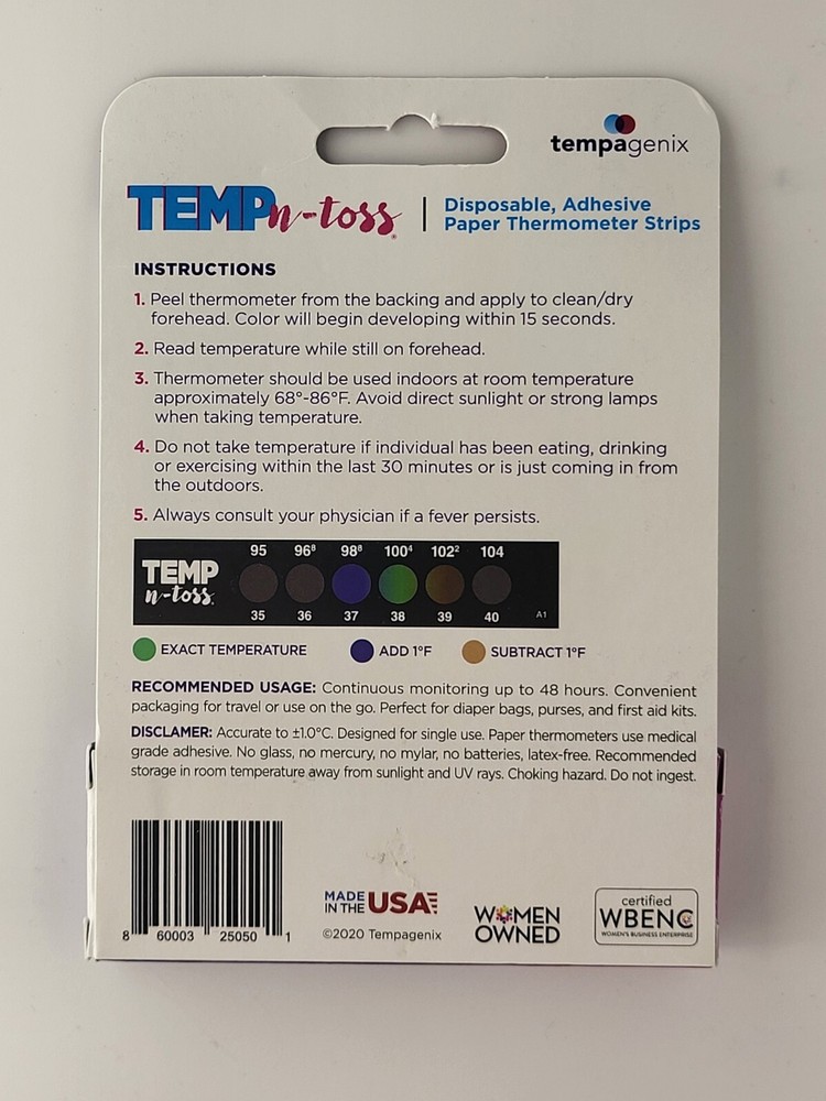 Temp N Toss 6 Disposable Forehead Thermometer Strips One Time Use