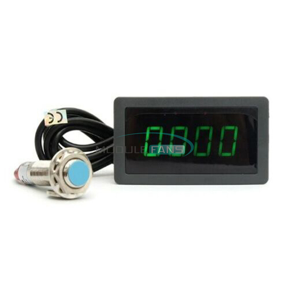 4 Digital LED Tachometer RPM Speed Meter + Hall Proximity Switch Sensor NPN