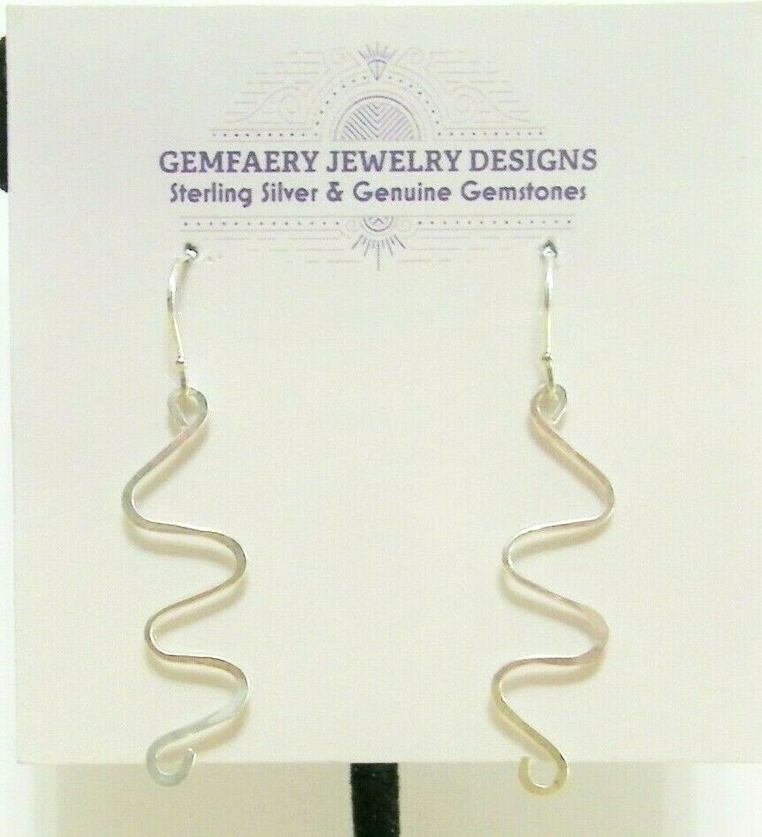 Sterling Silver Wire-Wrapped Long Dangle Earrings #1113...Handmade USA