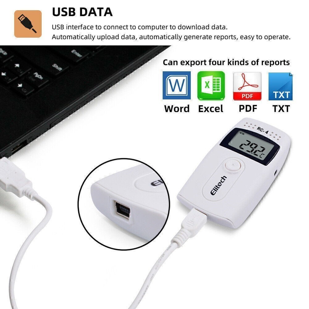 Elitech RC-4 LCD Screen USB Temperature Data Logger Recorder Monitor