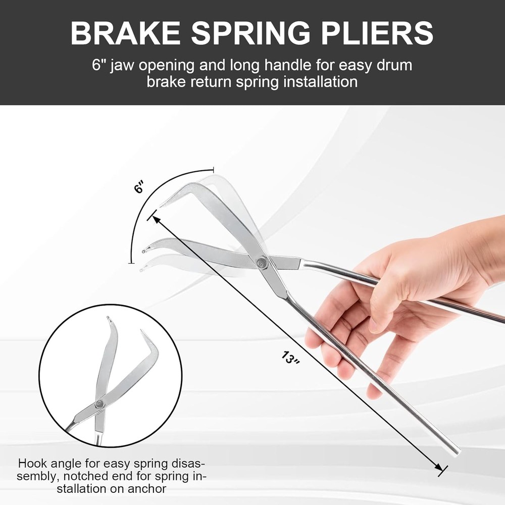 8 PC Drum Brake Tool Kit, Brake Spring Tool Set with Brake Spring Compressor, Ad