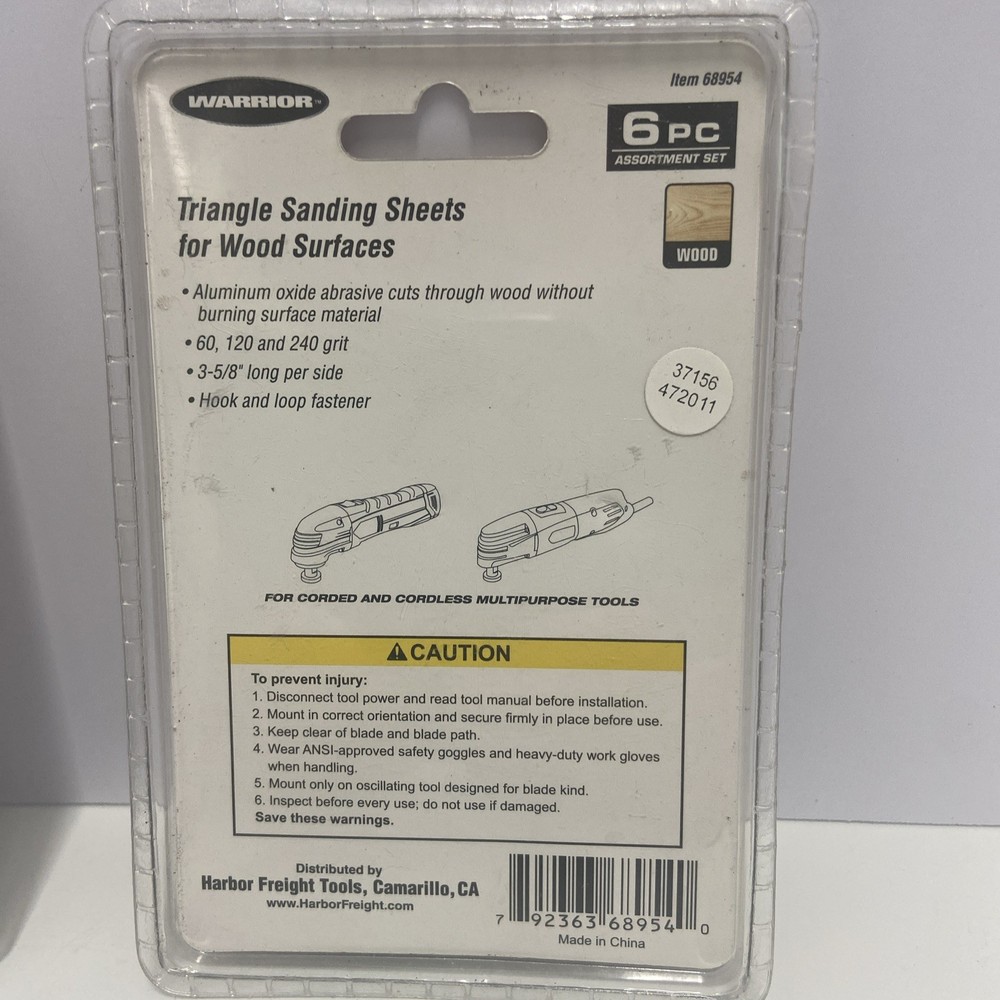2x Warrior 6 PCs Triangle Sanding Sheets for Wood Surfaces Assorted Packs New