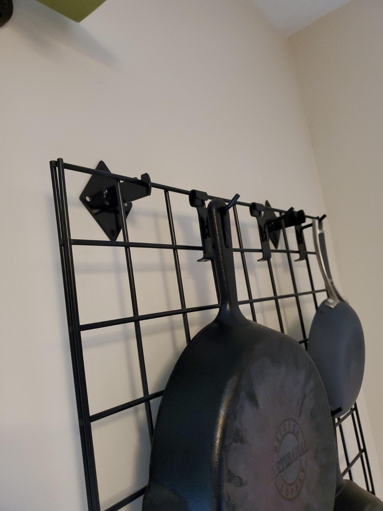 Wire Grid Panel 2' x 4' with 4 Mounts Black Display Craft Wire Grid Storage Pots