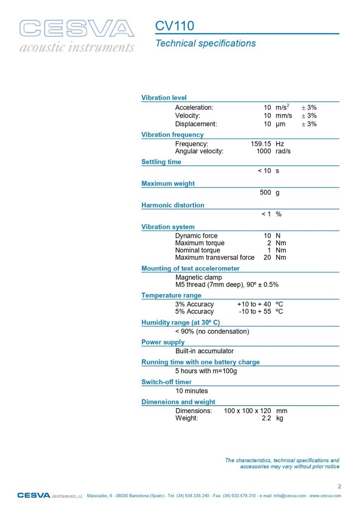 CESVA CV110 Vibration Calibrator
