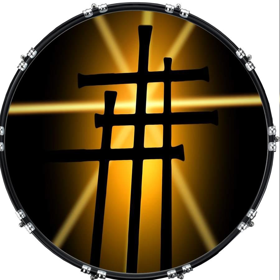 20" Custom Bass Kick Drum Front Head Graphical Cross Effect