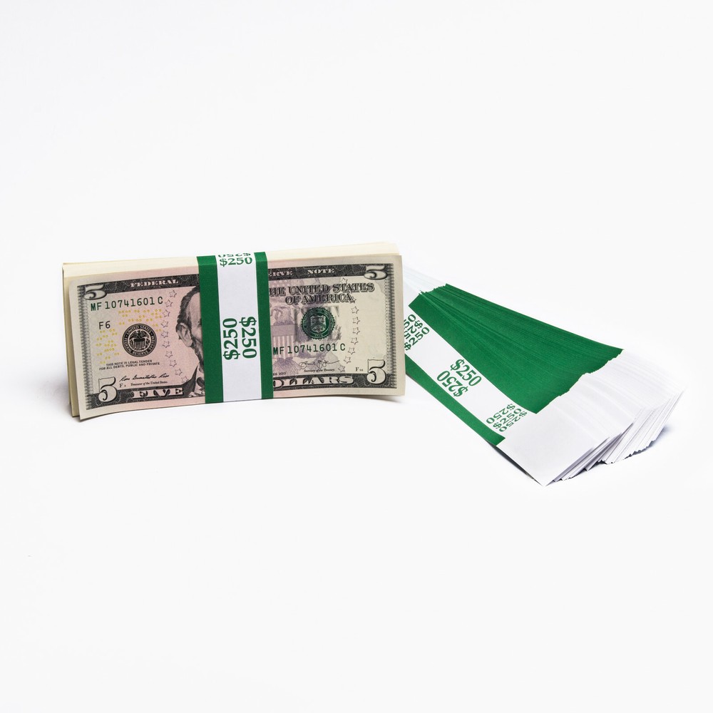 500 Self Sealing Currency Bands- $250 Denomination