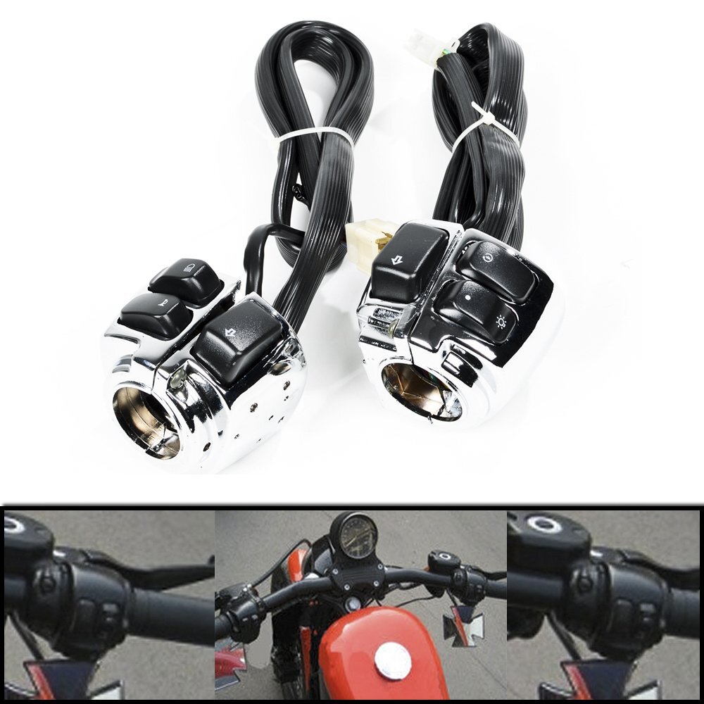 1" Handlebar Grips + Chrome Switch Controls + Brake Clutch Levers For Harley