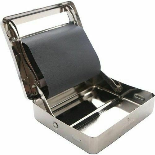 SILVER AUTOMATIC ROLLING Machine Tin Box Metal Roller Cigarette Tobacco Roll HO