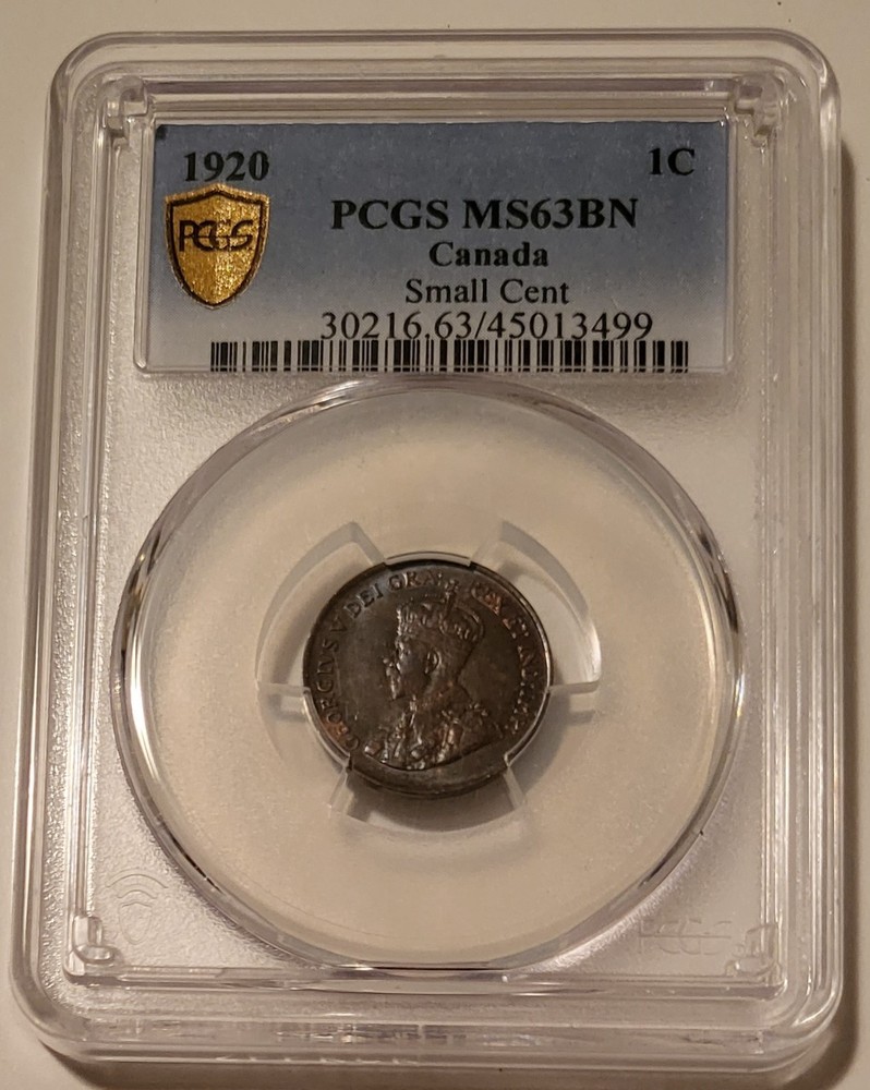 Canada George V 1920 Small Cent MS63 BN PCGS