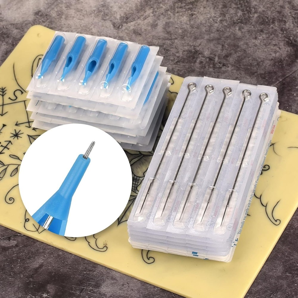 100pcs Sterilized Tattoo Needles & Tips Set - Assorted Sizes for Professionals
