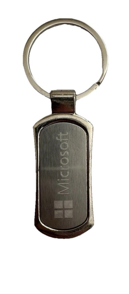 Vintage Microsoft Brass Keychain Key Ring Logo Computer