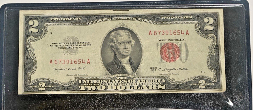 Red and green seal $2 bills