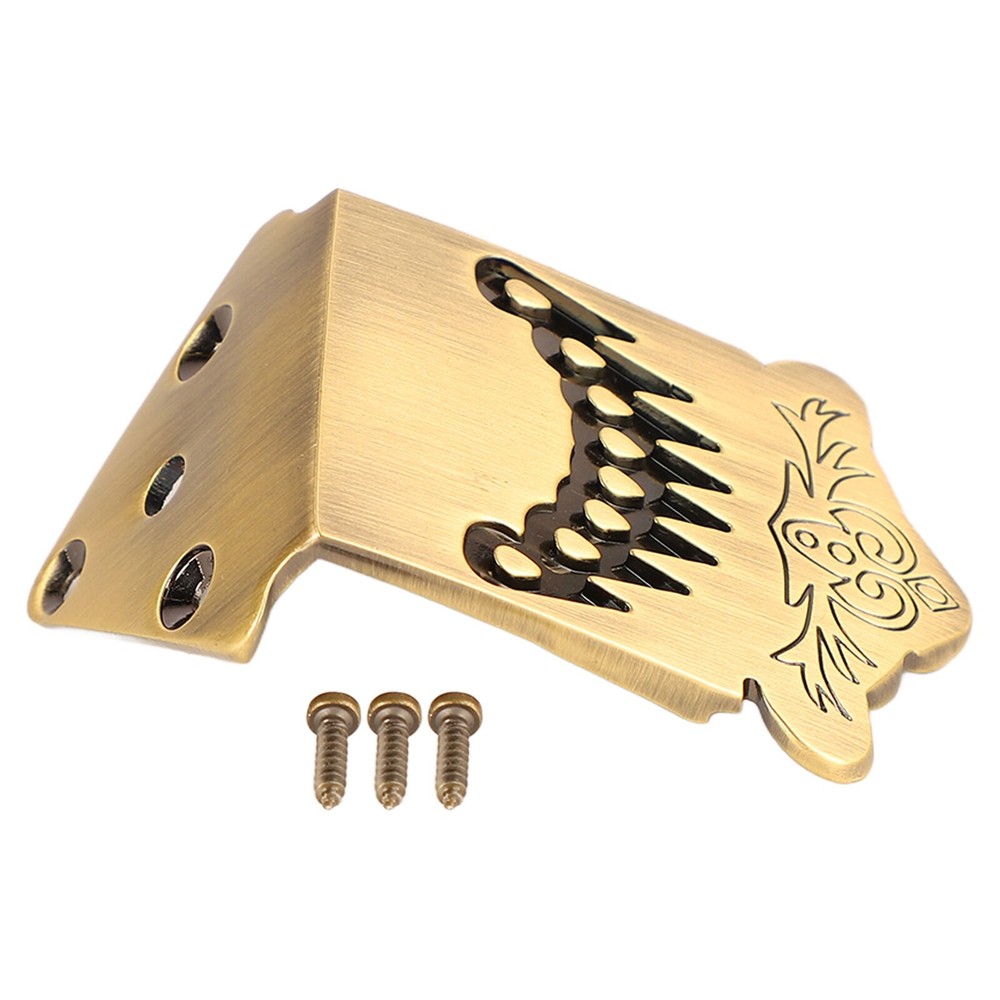 Replacement 8 String Mandolin Tailpiece Feather Pattern Metal Bronze Mandolin