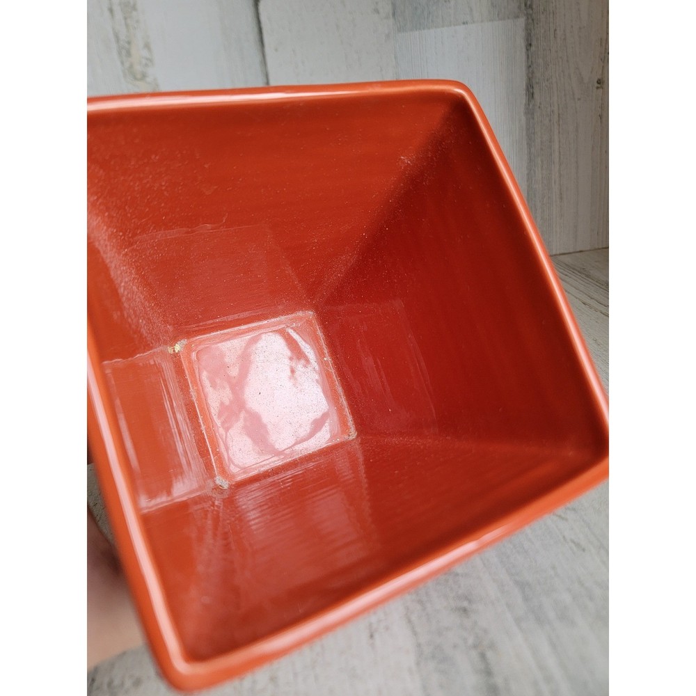 FTD ceramic orange planter leaf fall pot garden home decor square