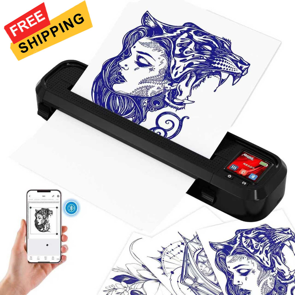 Neebol Tattoo Stencil Printer with LED Screen, Wireless Black