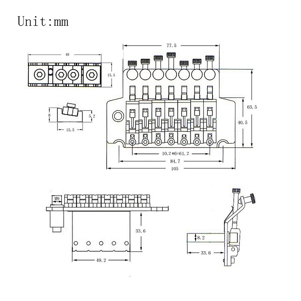 7 Strings Chrome Electric Guitar Bridge Double Locking System Tremolo Bridge