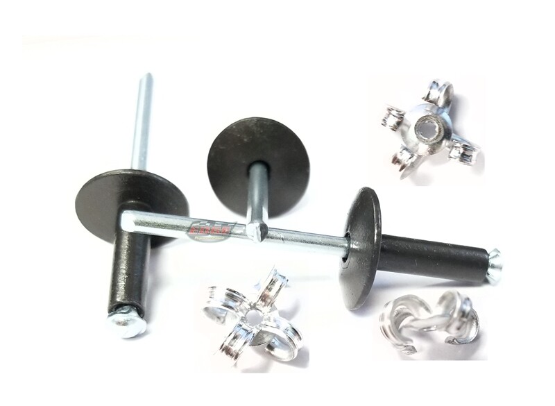 Flat Black 3/16" Rivet Large Head Exploding Banana Peel Aluminum Pop Rivets 1...