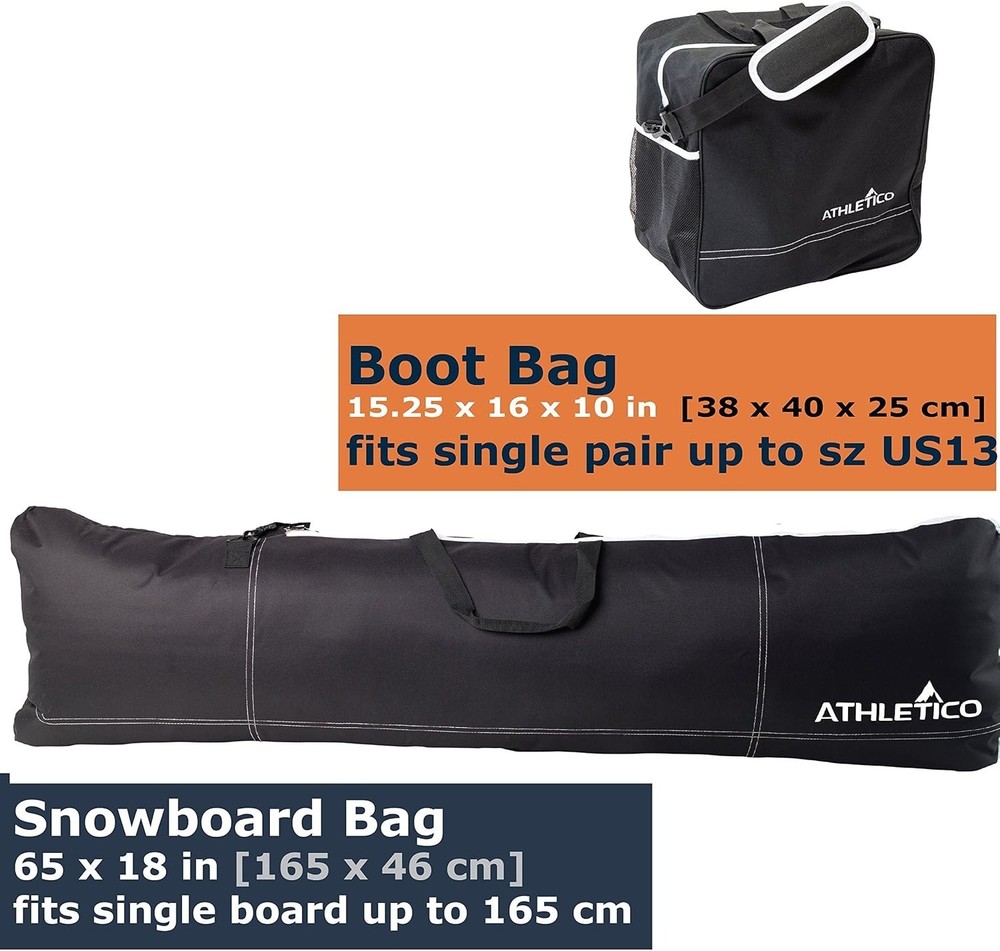 Durable Polyester Snowboard Bag and Boot Transport Combo - Fits Size 13 Boots