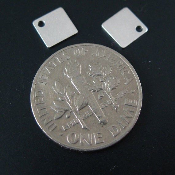 Sterling Silver Square Tag 6mm (sold per 10 pcs)