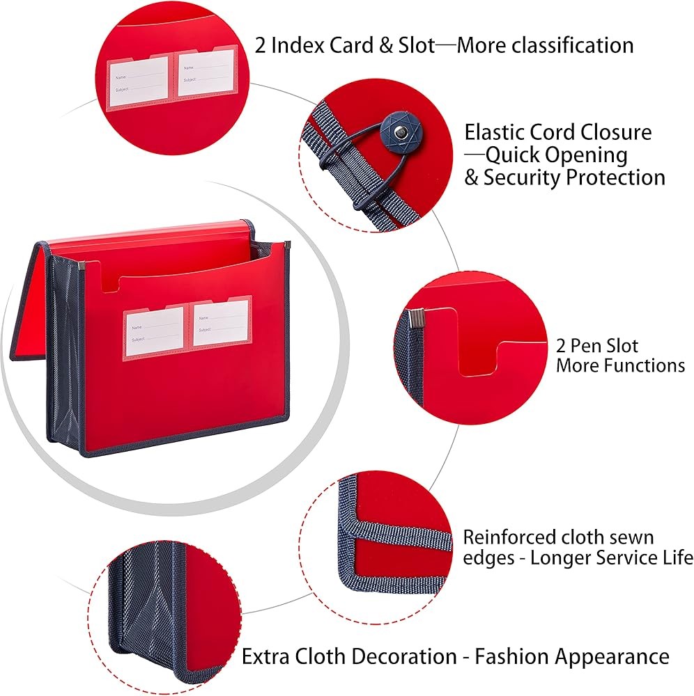 Plastic Expanding File Wallet Document Organizer with Elastic Cord &