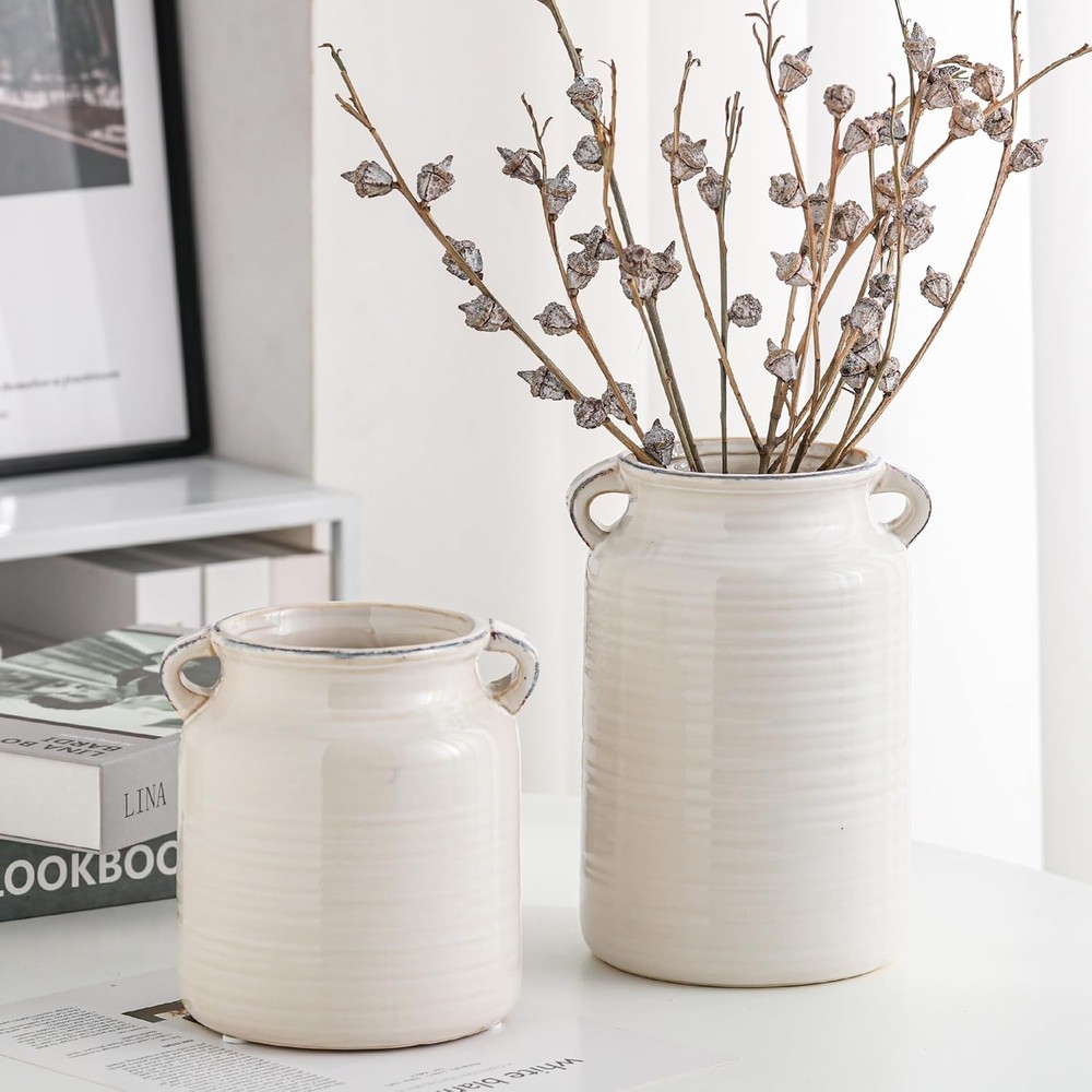 Ceramic Rustic Lost Color White Vase