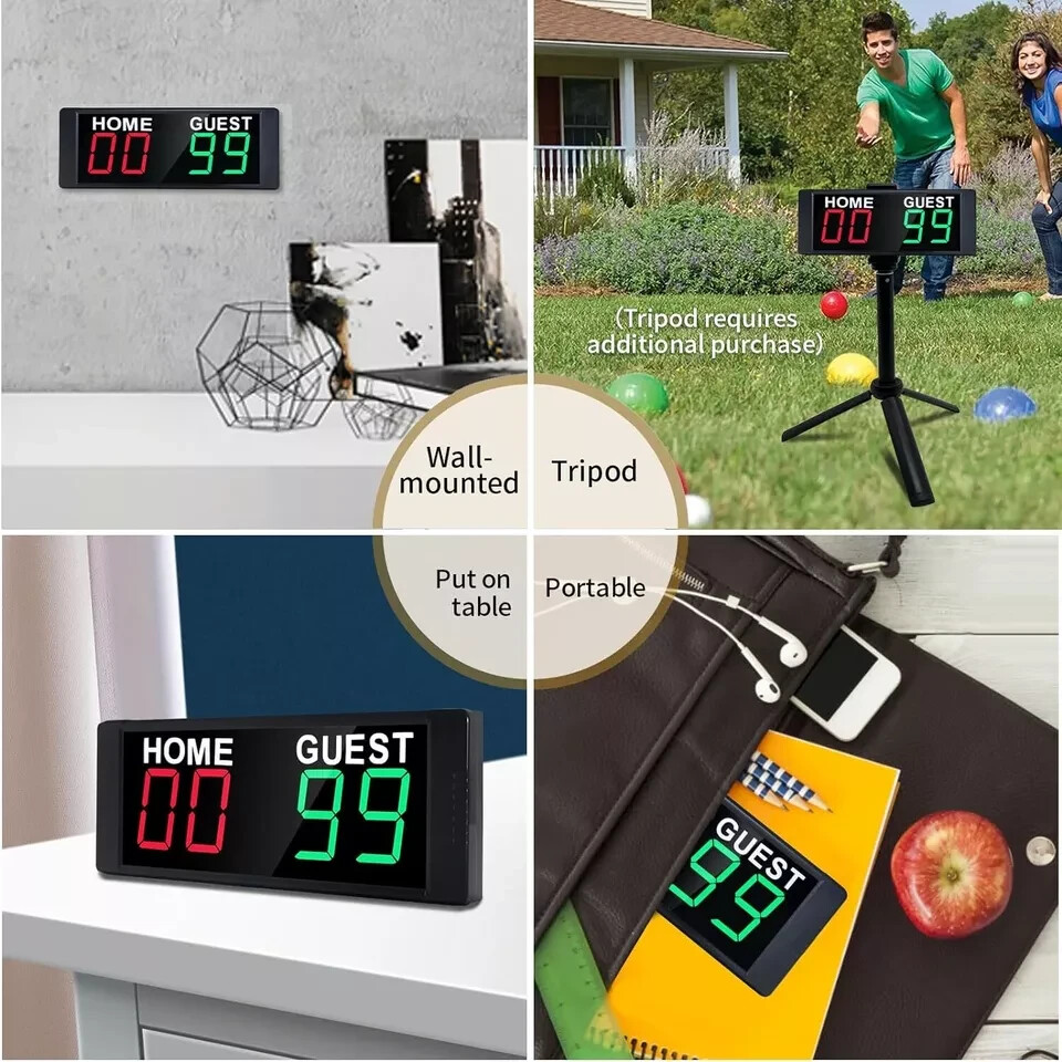 LED Portable Digital Scoreboard, Tabletop Electronic 4 digits(remote)
