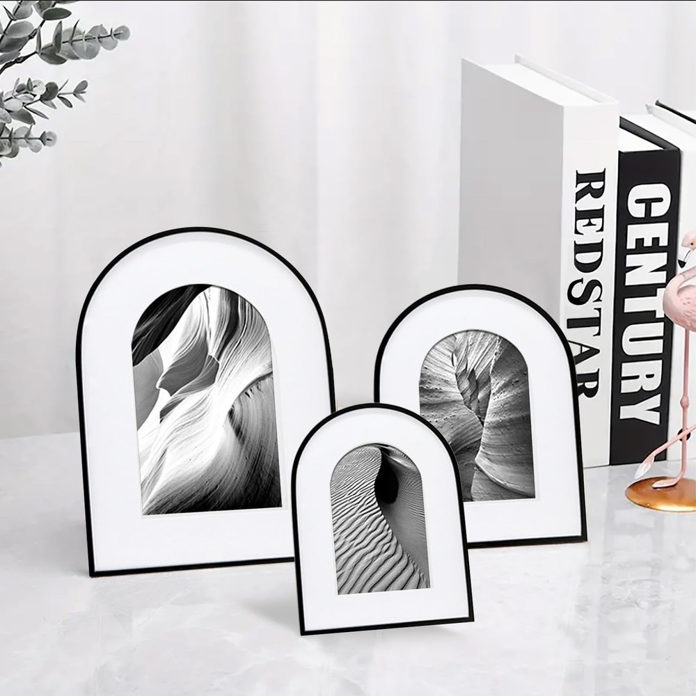 3 Pack Elegant Aluminum Arch Picture Frames - Wall Mount & Tabletop Display, ...