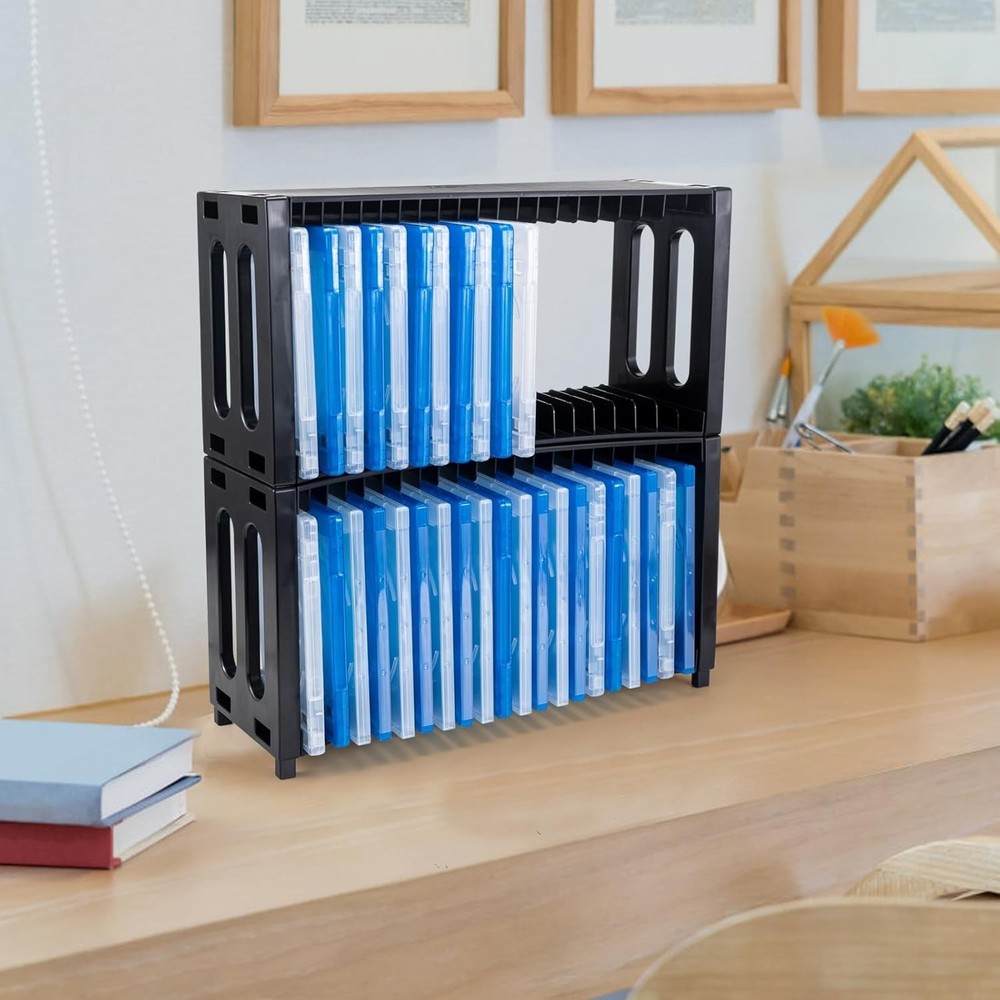 Durable ABS DVD Display Rack - Holds 40 Slim DVD Cases, Stackable Design