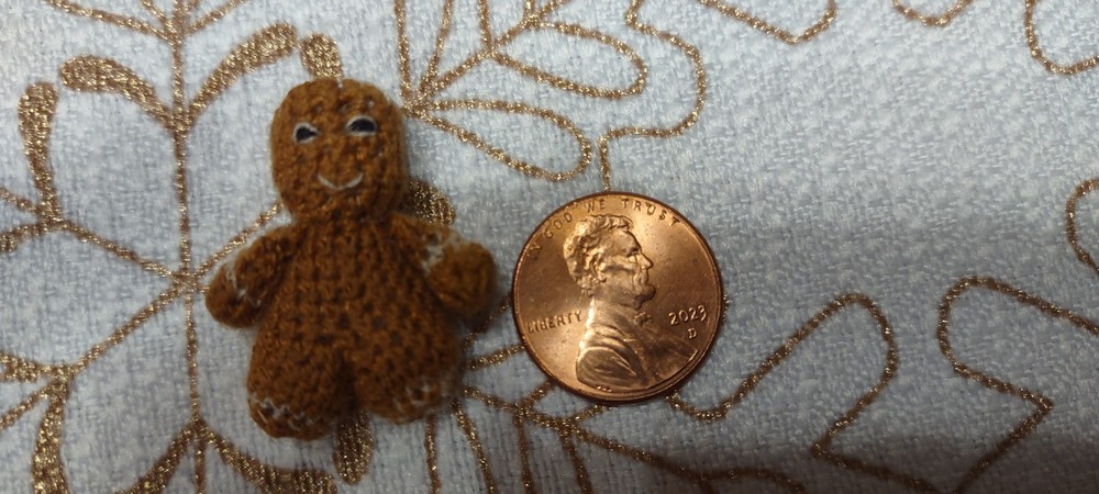 Handmade Micro Mini Crochet Gingerbread Man
