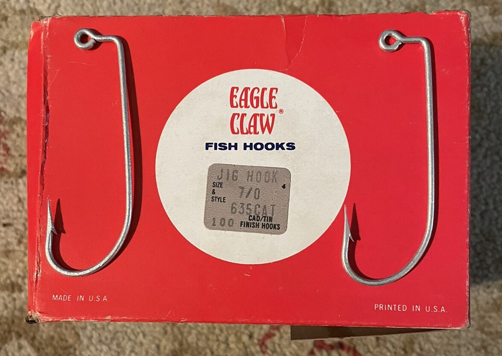 NOS Eagle Claw 635CAT/Tin 7/0 Jig Hooks 100 Pack