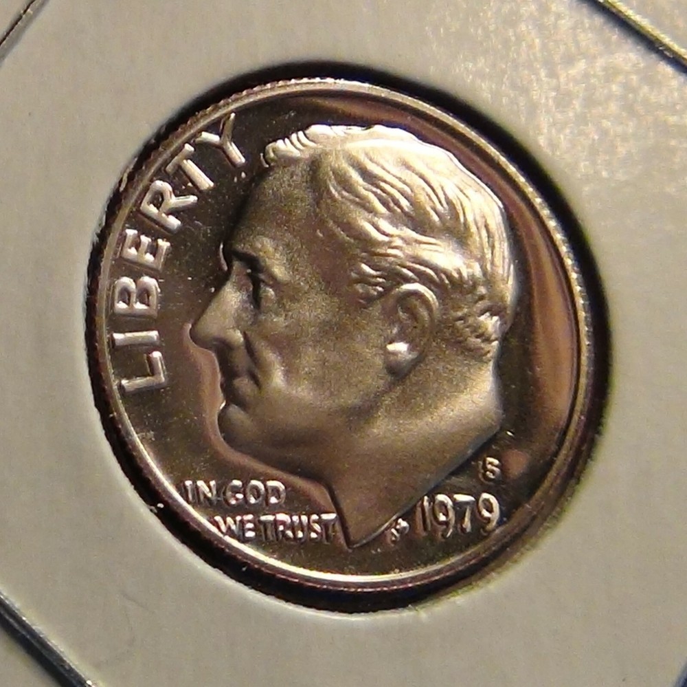 1979-S Type 2-clear "S" Proof Roosevelt dime.